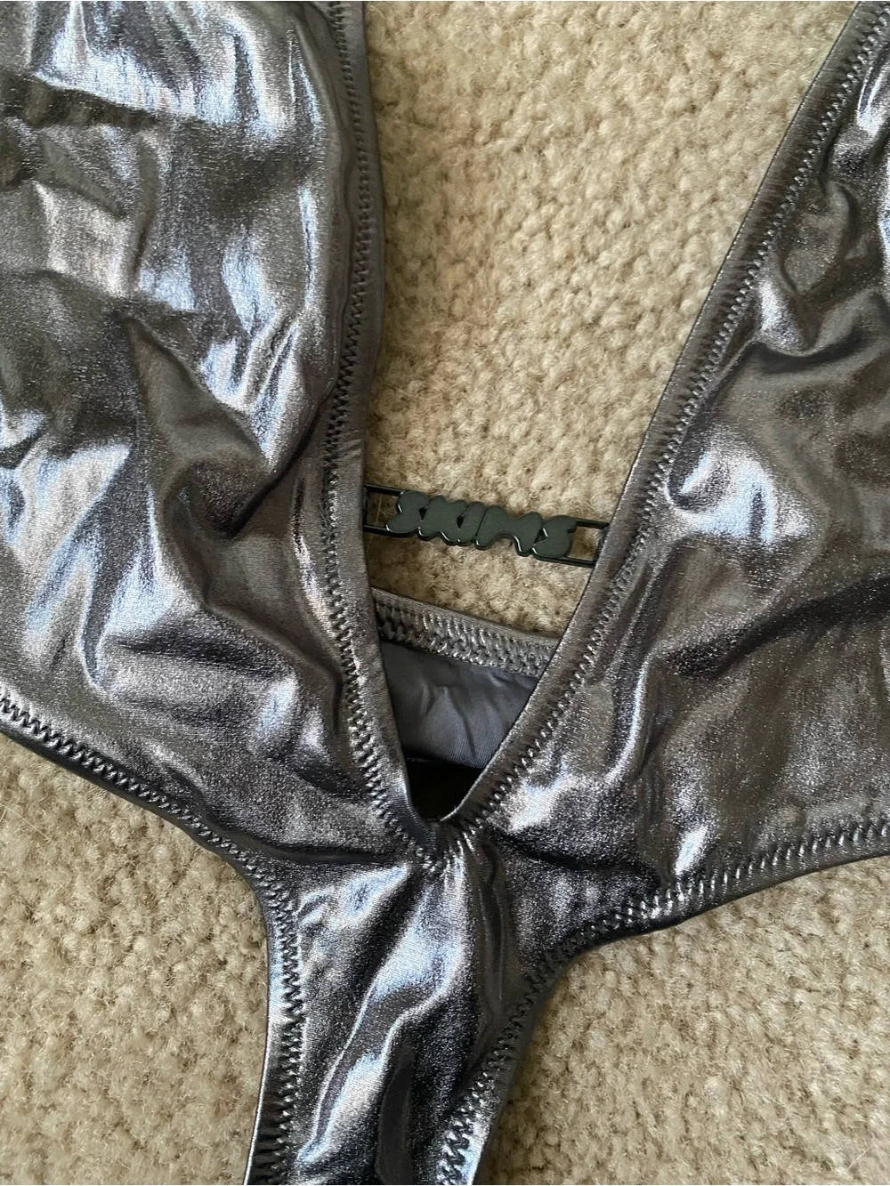 SKIMS Metallic Chrome Cutout Monokini One Piece